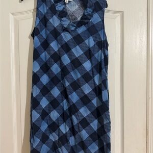Crown & Ivy Navy and Light Blue Checkered Mini Dress
